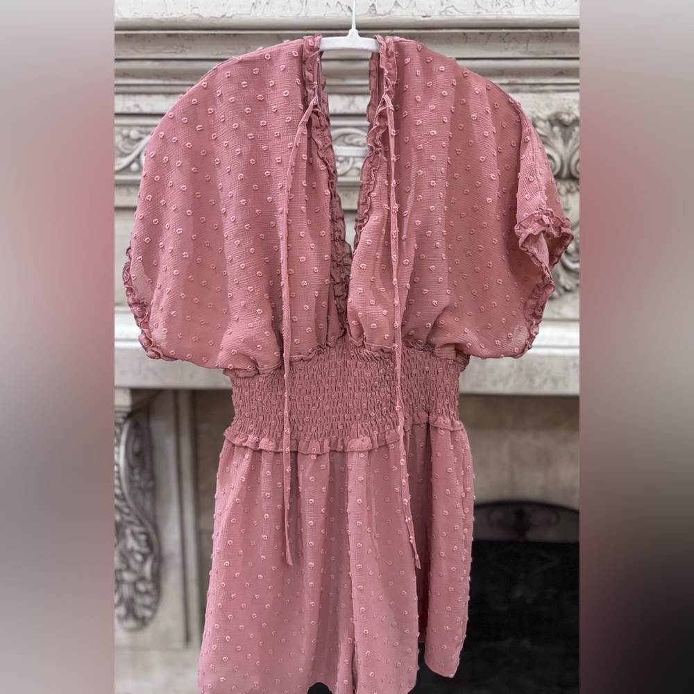 She + Sky Ruffled V-Neck Romper Shorts Size Medium - Picture 5 of 6